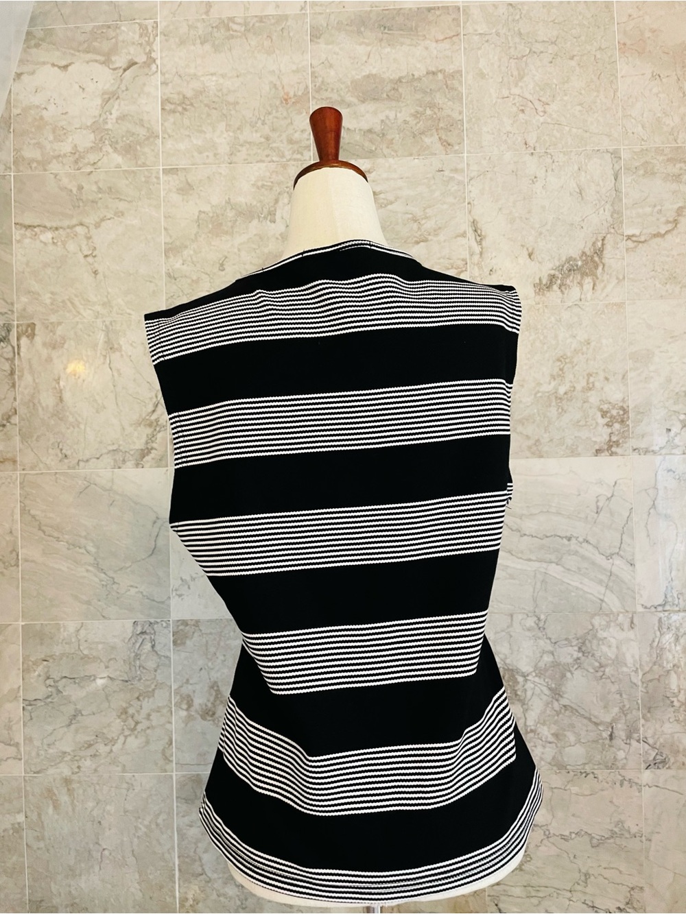Bishop + Young Pique Striped Crew-Neck Sleeveless Top - Picture 7 of 9